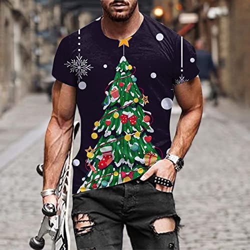 Тениски WOCACHI Коледа Мъжки Solider с къс ръкав, Забавни Коледни Тениски с Образа на Дядо Коледа За спортни тренировки,