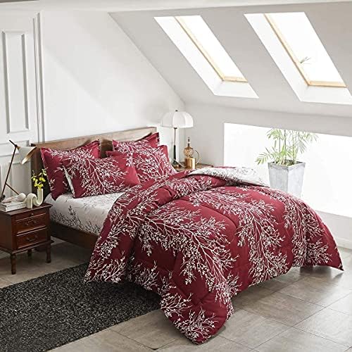 Комплект спално бельо със сиво одеяло Легло в леглото, 7 елементи, комплект спално бельо Разклонение на дърво, Цвете Блум, Калифорния