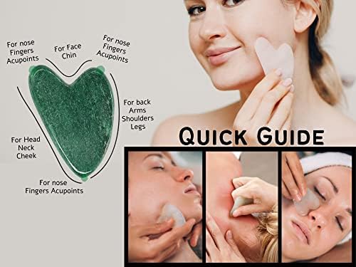Супер Гладки Зелени Авантюриновые инструменти за лице Gua Sha за лицето, брадичката, линията на челюстта и още много
