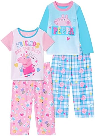 Пижама за момиченца с Свинкой Пеппой | Комплекти Дрехи за сън от 4 теми за малките момичета, Пижамные панталони и ризи