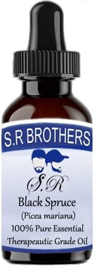 S. R Brothers Черен смърч (Picea Mariana) Чисто и Натурално Етерично масло Терапевтичен клас с Капкомер 100 мл