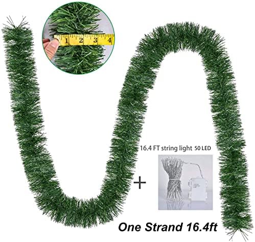 Коледна Гирлянда DearHouse дължина 16,4 Фута с 50 led крушки, Зелен Празничен Декор за Външна или вътрешна Домашна градина,