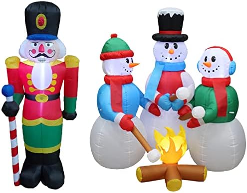 Комплект от две украса за Коледното парти, включва се в войник-щелкунчика на височина 6 фута и надуваеми снежни човеци