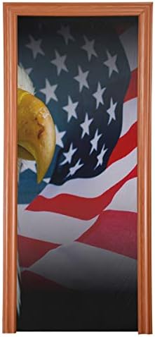 ENEVOTX Забавно Вратата на Кутията Американски Символ на американския Флаг Орел, Черен Голяма рамка, която да Тапицерия