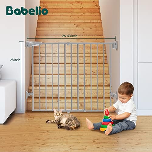 Babelio 26-43 Автоматично Затваряне на вратите за деца / на кучета по стълбите, лесно сгъваеми врати са 2 в 1 и врати за домашни