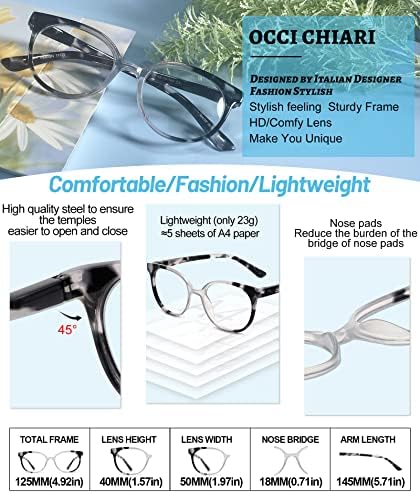 OCCI CHIARI Фотохромичните Бифокални Очила за четене Женски, блокиране на Синята светлина, за четене (1,0 1,5 2,0 2,5 3,0 3,5 4,0)