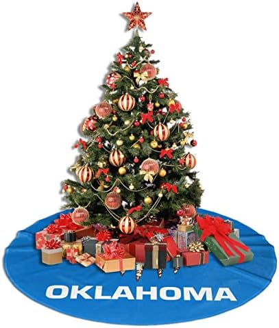 Пола за Коледната елха, 30-48-Инчов Флаг Оклахома, Коледа Подложка за Коледна украса, Декорация за Празничната партита