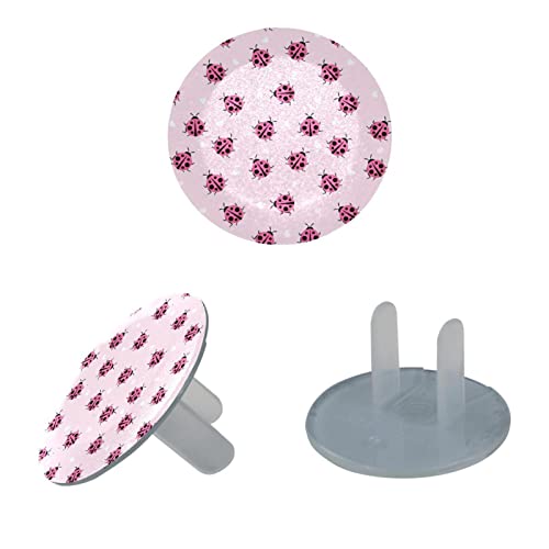 Защитни капаци за контакти за защита от деца (12 опаковки), Розови Декоративни Капаци за контакти с шарките на калинка,