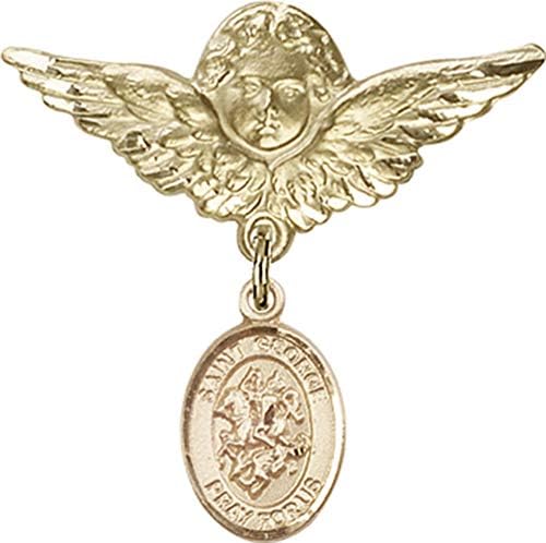 Детски икона Jewels Мания за окачване под формата на Свети Георги и икона на Ангел с крила | Златни детски икона