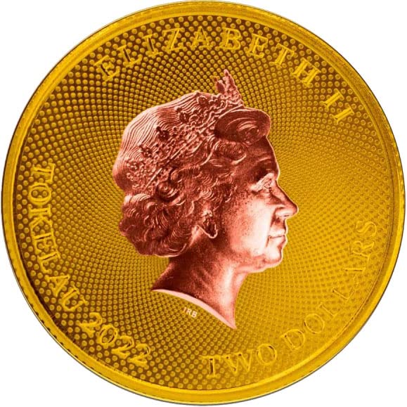 2022 DE Hibernia PowerCoin Позлатен Ирландската Сребърна монета с тегло 1 Унция 2 долара Токелау 2022 BU Диамант,
