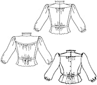 Фолк облекло Гибсън Момиче Blouse 205 Женска Риза с висока воротом Топ с Репродукцией на 1900-те години,