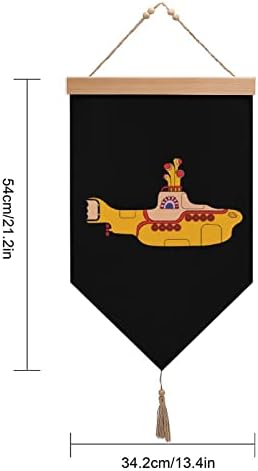 Nudquio Смешно Жълтата Подводница От Памук и Лен, Окачен Флаг, монтиран на стената Знак, Картина, Изображение за Домашния