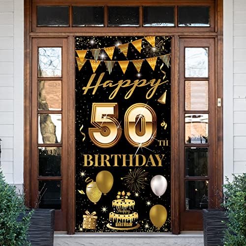 HTDZZI Врата Банер на 50-ия Рожден Ден, Декорация на 50-ия Рожден Ден За мъже И Жени, 50-Годишният Фон за Рожден Ден, Подпори