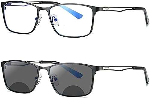 mincl Преходни Фотохромичните Бифокални Очила за четене за мъже и Жени, Квадратни Прозрачни Слънчеви Очила с защита