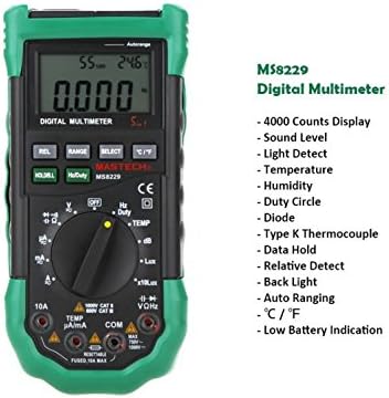 MASTECH MS8229 Автоматично Мултицет Гама и Температура, Влажност, Осветеност, Лукс, Измерване на Нивото на Звука, Тестер