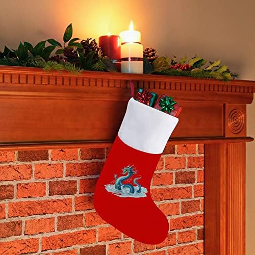Коледни Чорапи с Китайски Дракон От Червено Кадифе, с Бял Пакет шоколадови Бонбони, Коледни Декорации и Аксесоари за вашето