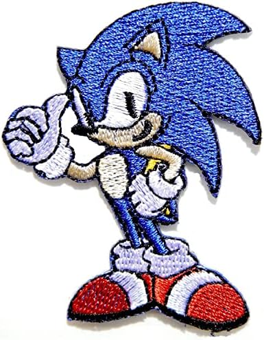 Таралеж Sonic 8 см х 7,5 см Лого Пришит Бод На Значка Бродерия Апликация Нашивка