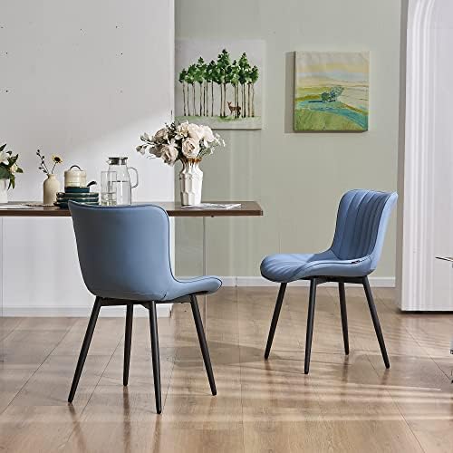 Трапезни столове YOUNUOKE Комплект от 2 Обитых столове за отдих в модерен стил от средата на века, Без Подлакътници, Изкуствена