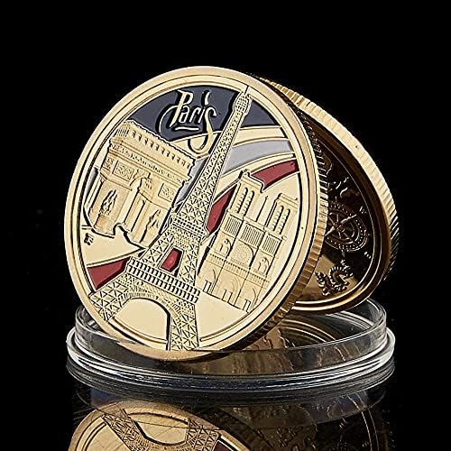 Декоративна Позлатена монета Копие Колекция от Възпоменателни монети, Франция, Айфеловата кула, Триумфалната арка, 100-годишнината