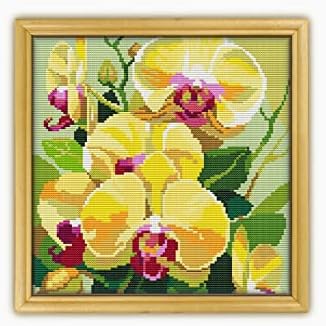 Цветя орхидея CS974-1 - КОМПЛЕКТ за бродиране счетным кръст №3. Конци, Игли, Плат, Пяльцы за бродиране, Нитевдеватель,