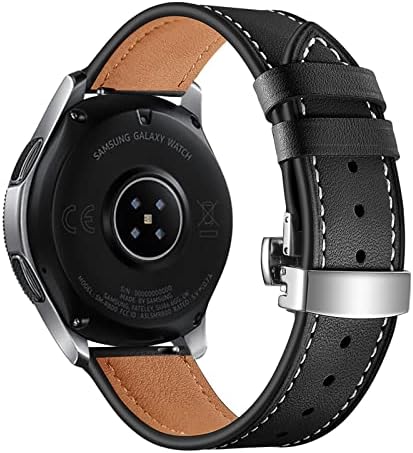 QIGOMINPP Каишка от естествена кожа за Galaxy Watch 41 мм/42 мм/45 мм/ 46 мм Черен + кафяв