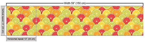 Ярдовая Цветна кърпа Ambesonne, Пресни Зрели Цитрусови плодове, Портокал, Грейпфрут и Лимон с Повтарящ се Кръгово