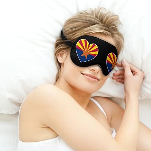 Маска за Сън Love Arizona Flag Сърце Sleep Mask е Лесна Маска, Със Завързани Очи, Калъф за Очи с Регулируема