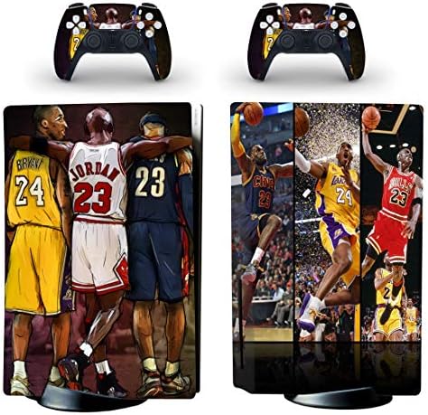 Vanknight PS5 Стандартна диск на конзолата контролери Кожа Баскетболни легенди Стикер-на етикета на конзолата PS5 и контролери