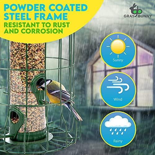 Хранилки за дивите птици защитена от протеин за окачване отвън, Стоманена ясла за птици с капацитет от 1,25 паунда, със защита
