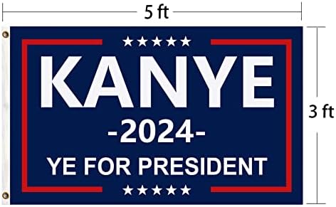 Флаг KANYE 2024 -Гоблени Със западните Флага на Kanye Music - Банер с размер 3x5 Метра За Външна украса на Помещенията