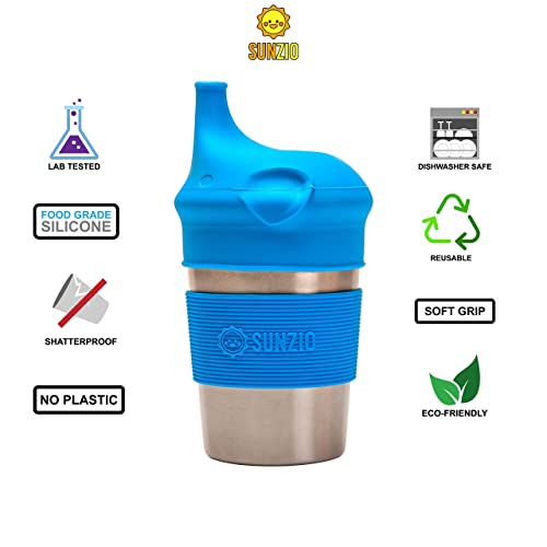 Непроливающиеся чаши SunZio от неръждаема стомана за деца със силиконови капак | 4 опаковки по 10 мл | Не пластмаса