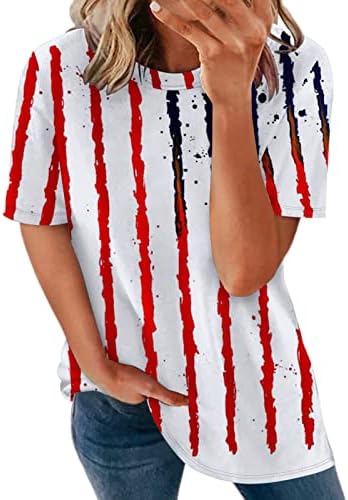 Тениска с надпис, дамски ежедневни ризи с къс ръкав и принтом хартата на САЩ, лятна тениска с кръгло деколте, дълга
