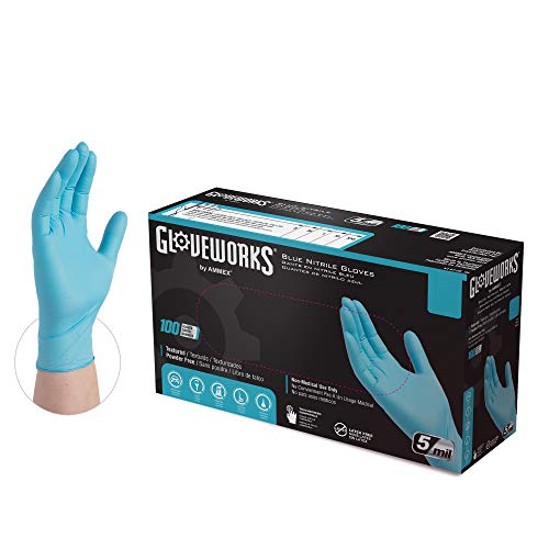 За еднократна употреба нитриловые промишлени ръкавици GLOVEWORKS Blue, 5 На Хиляда, Без латекс и прах, Безопасни за