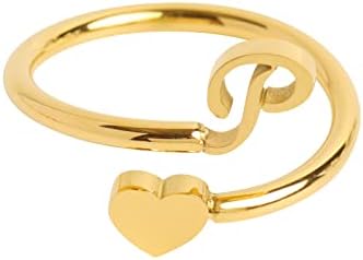 Дамски Гривни, за моята Внучка, най-доброто Начално пръстен със Сърце, Пръстен с 26 букви във формата на Сърце, Прости