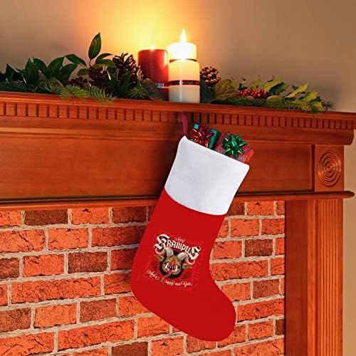 Весела Коледа на Отглеждане Krampus Чорапи с Плюшено Камина, Висящи за Домашен интериор Елхи