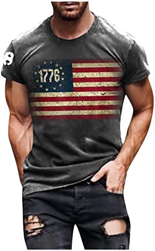 Ризата на Деня на Независимостта, Мъжки Ежедневни Тениска С Къс ръкав и кръгло деколте с Принтом, Мека и Дишаща Спортна Тениска
