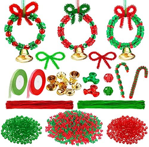 UR URLIFEHALL Комплекти За Производство на орнаменти на Коледна Тема Включват Железни Окачване-Свирки, Кръгли Акрилни Мъниста,
