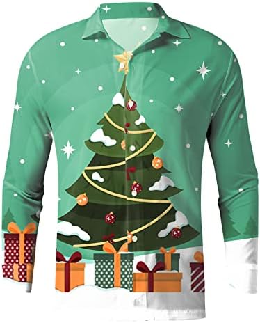 ZDDO Коледни Мъжки Ризи с Копчета и Дълъг Ръкав, Забавна Коледна Дизайнерска Риза С Принтом Дядо Коледа, Графични