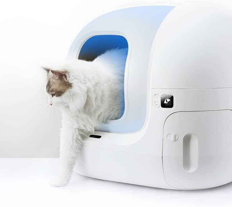 TJLSS Интелигентен котешката за домашни котки с капацитет 7 л, Автоматична Самопочистваща Тоалетна за Котки, WiFi,