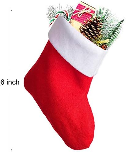 Коледни Мини-Чорапи Artiflr, 10 X, 6 инча, Класически Коледни Чорапи с плюшени белезници, Поставки за прибори