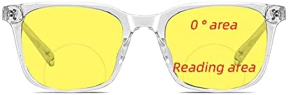laureles Жълти Лещи Квадратен Четец Мъжки слънчеви Очила Модерен Реколта Бифокални Очила за Нощно Виждане За Четене Женски