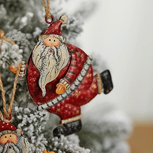 XIOS Коледна украса 2022 10 см Окачване от ковано Желязо Коледна Украса на Цветни Ръчно Рисувана Декоративна Висулка