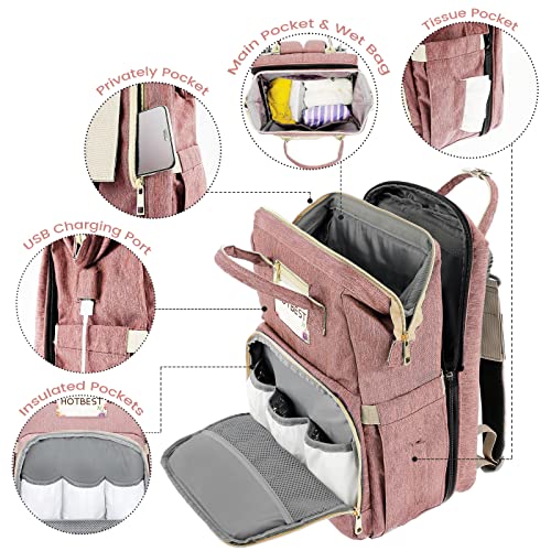 Модерен Раница-чанта за памперси, Чанти за бебешки Памперси, богат на функции Водоустойчив Детска чанта за пътуване с USB