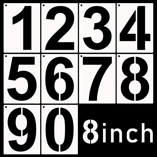 DXCYZ 8 Инча Набор от Шаблони с много 0-9 Шаблони с номер адрес, 10 бр. Многократна употреба Пластмасови Шаблони за