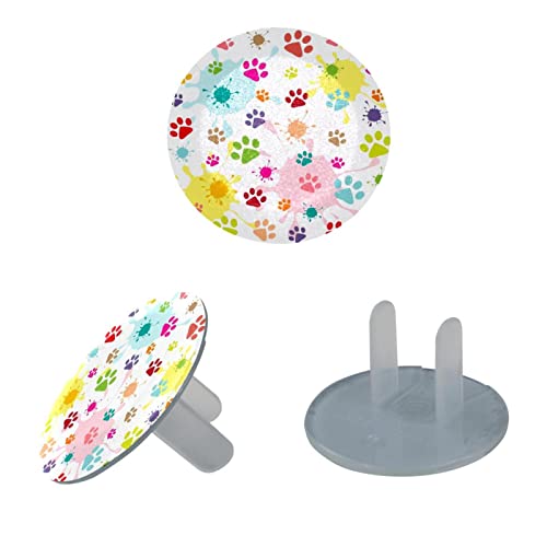 Цветни капачки за контакти с отпечатъци от щенячьих лапи, 12 опаковки - Защитни капачки за контакти, за деца –