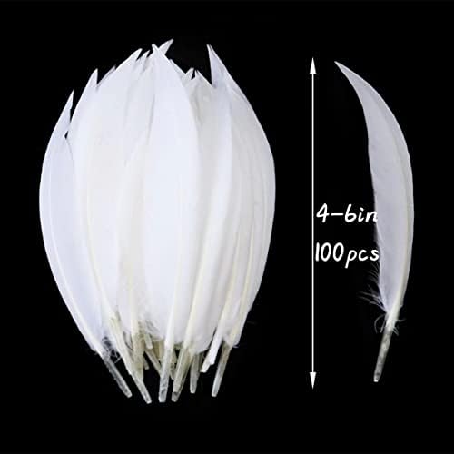 100 бр. Бели Пера дължина от 4.6 инча, 10-15 см, Красиво Двустранно Естествена Гъска Писалката, с върха на Опашката,