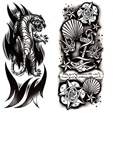 A. S. O. Направени в Америка реалистични временни татуировки на ръкавите за мъже и жени, 4 различни рисунки татуировки