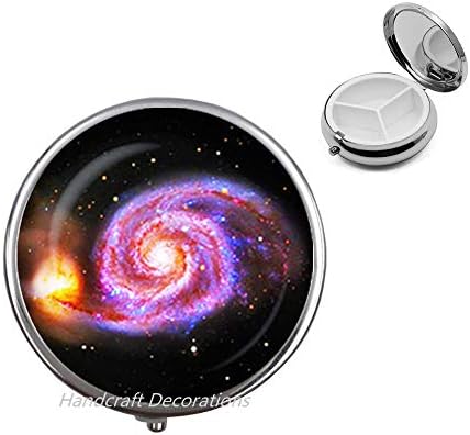 Стъклена кутия за хапчета Whirlpool Galaxy.Кутия за хапчета Мъглявина Cosmos.Бижута от космоса, Вселената,