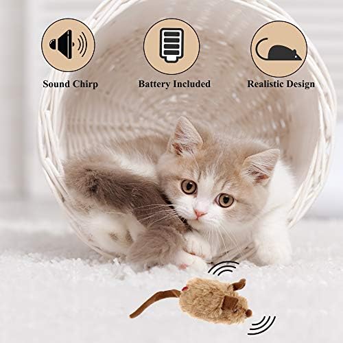 Интерактивни Играчки за котки Vealind GiGwi, Автоматично се Движат Мишката с Реалистични Скърцащ Звук, Играчка-Мишка (Кафе)