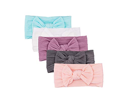 Превръзка на главата на Паркър за малки момичета - 5 опаковки мрежести бантов ръчно плетени за момичета - Grace Set